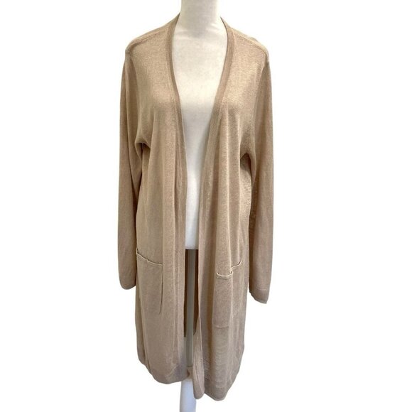 Haven Well Within 100% Linen Open Cardigan Sweater Duster Long Beige size Large - Picture 1 of 7